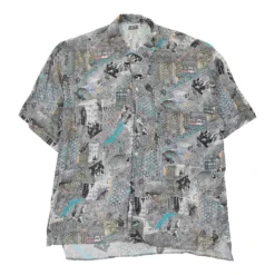 Vintage Union Bay Patterned Shirt - Large Blue Cotton