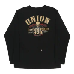 Vintage Electrical Workers Union 424 Canadian Union Apparel Long Sleeve T-Shirt - Large Black Cotton -Outlet Garbitic Store Daisy G Menswear 7.02.23252