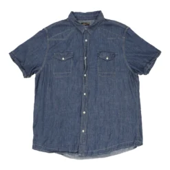 Vintage Helix Denim Shirt - Large Blue Cotton