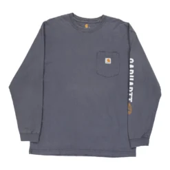 Vintage Carhartt Long Sleeve T-Shirt - Large Navy Cotton