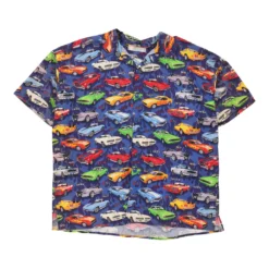 Vintage Unbranded Patterned Shirt - 2XL Blue Polyester