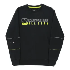 Vintage Converse Sweatshirt - Small Black Cotton Blend -Outlet Garbitic Store Ele mens track jackets FRONT123