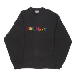 Vintage First Merit Unbranded Sweatshirt - Large Black Cotton