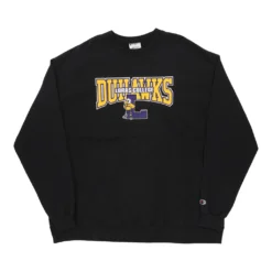 Vintage Loras College Duhawks Champion Sweatshirt - 3XL Black Cotton Blend