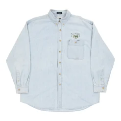 Vintage Green Bay Packers Lee Denim Shirt - XL Blue Cotton