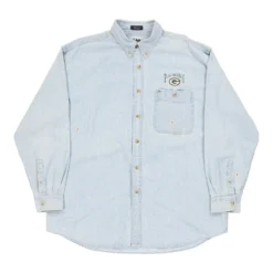 Vintage Green Bay Packers Lee Denim Shirt - XL Blue Cotton -Outlet Garbitic Store aimee tops mixed 13.12.22406