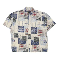 Vintage Sportif Patterned Shirt - XL Cream Cotton