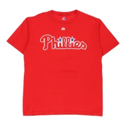 Vintage Philadelphia Phillies Majestic T-Shirt - Medium Red Cotton