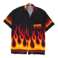 Vintage Unbranded Patterned Shirt - Large Black Cotton