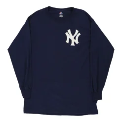 Vintage New York Yankees Majestic Long Sleeve T-Shirt - Large Blue Cotton