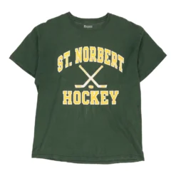 Vintage St. Norbert Hockey Champion T-Shirt - Large Green Cotton