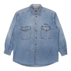 Vintage Armani Denim Shirt - Large Blue Cotton -Outlet Garbitic Store erik mens tops 26.08.22240
